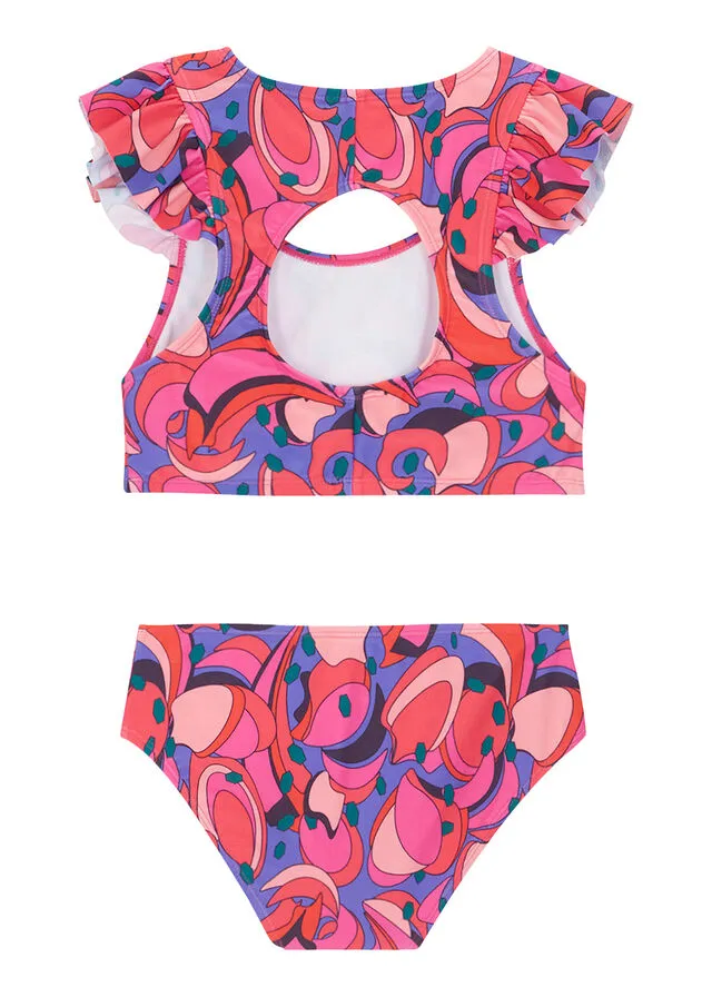 Bikini para niñas (2 piezas) Rosa oscuro estampado