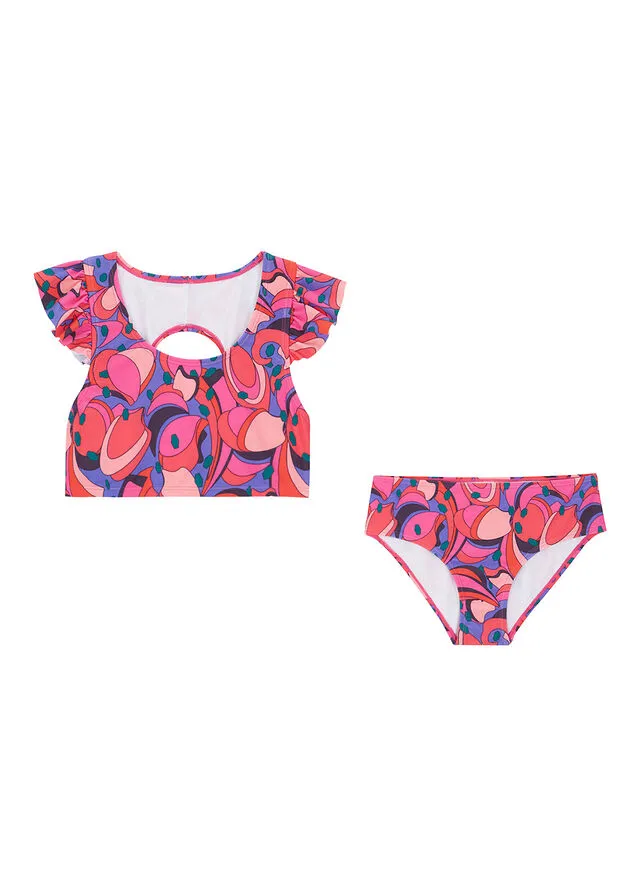 Bikini para niñas (2 piezas) Rosa oscuro estampado