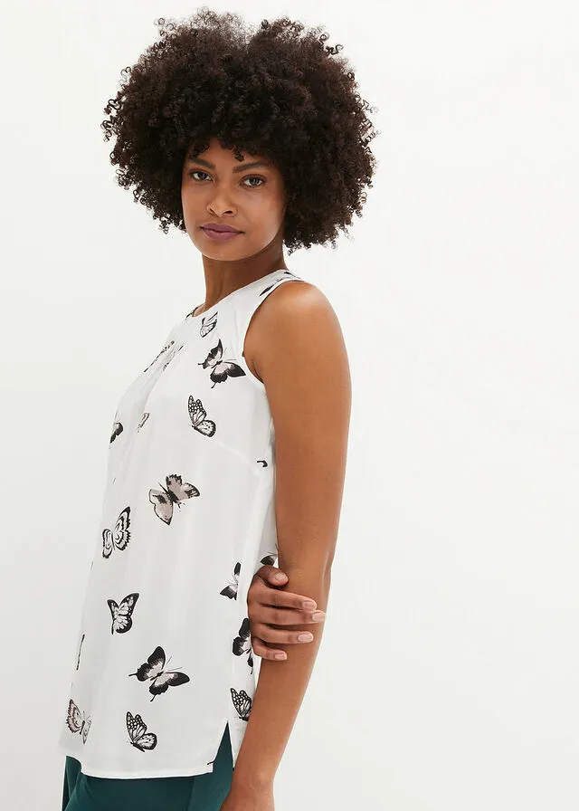 Blusa estampada Blanco-negro