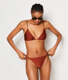 Braguita bikini brasileña satinada STRAP SWIM BRIQUE ROUX - ETAM