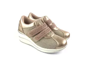 Dr. Flex | Tenis/sneakers cuña velcros piel rosa Barbados