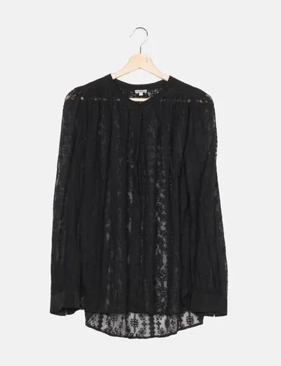 Hoss Intropia Blusa semitransparente negra