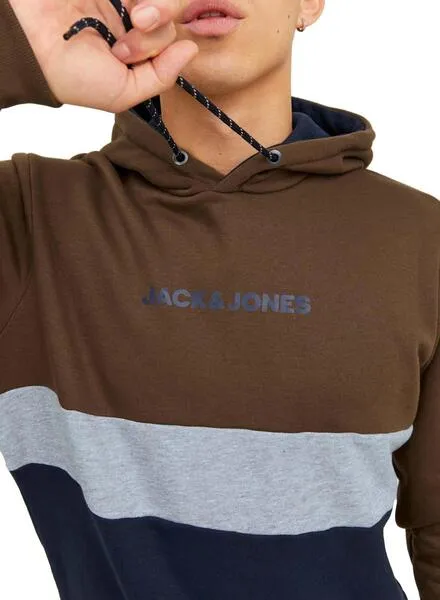 Sudadera Jack and Jones Reid Block Marrón Hombre