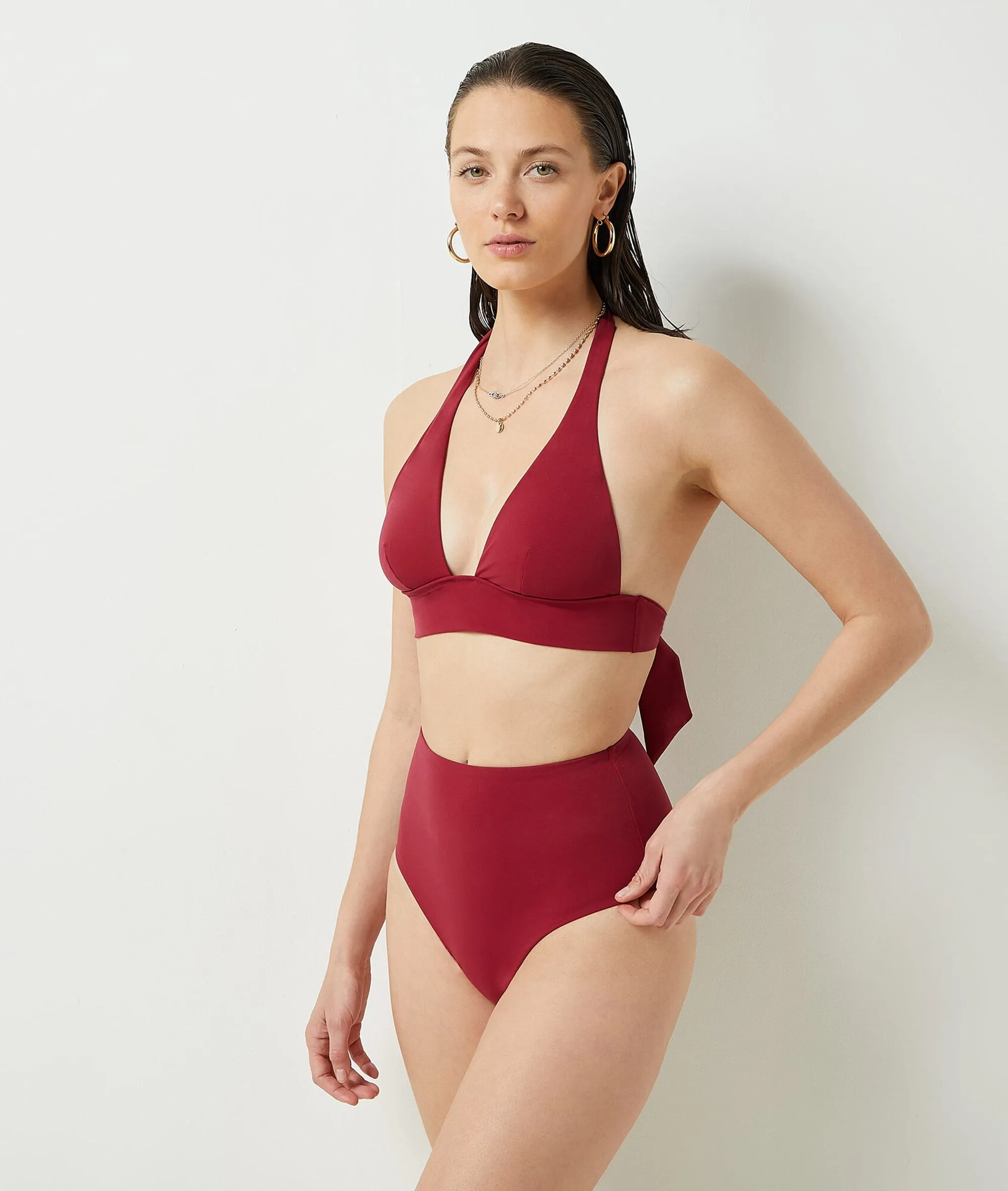 Sujetador bikini triángulo liso SCULPTANT BORDEAUX GRENAT - ETAM