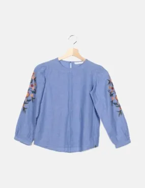 Tiffosi Blusa azul detalle bordado