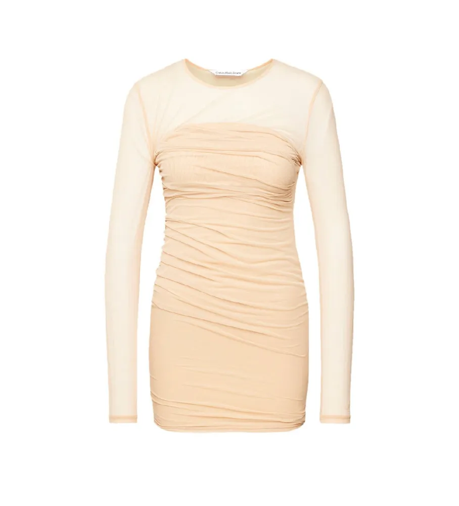 Vestido Layered Mesh beige